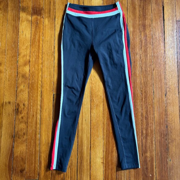 Splits59 Racer Stripe Leggings Navy with Red and White Stripes SZ Small - Picture 1 of 4